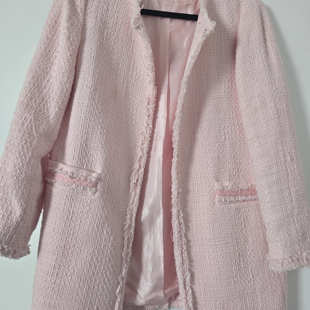 Zara Light Pink Women's Tweed Blazer